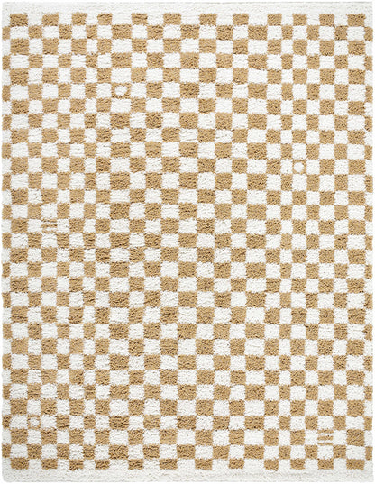 Mustard Ivory Checkered Area Rug - Stylish Home Décor Accent