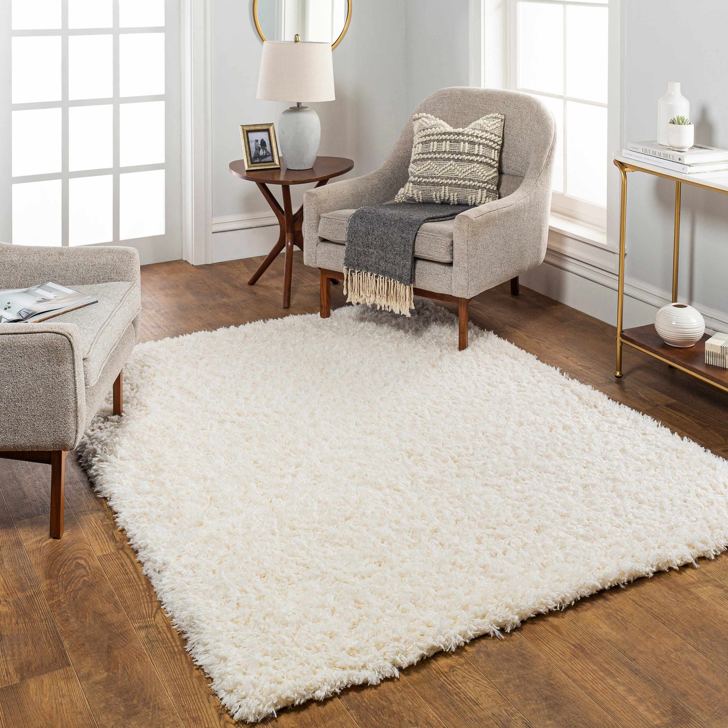 Siari Cream Plush Area Rug - Cozy Solid Home Decor