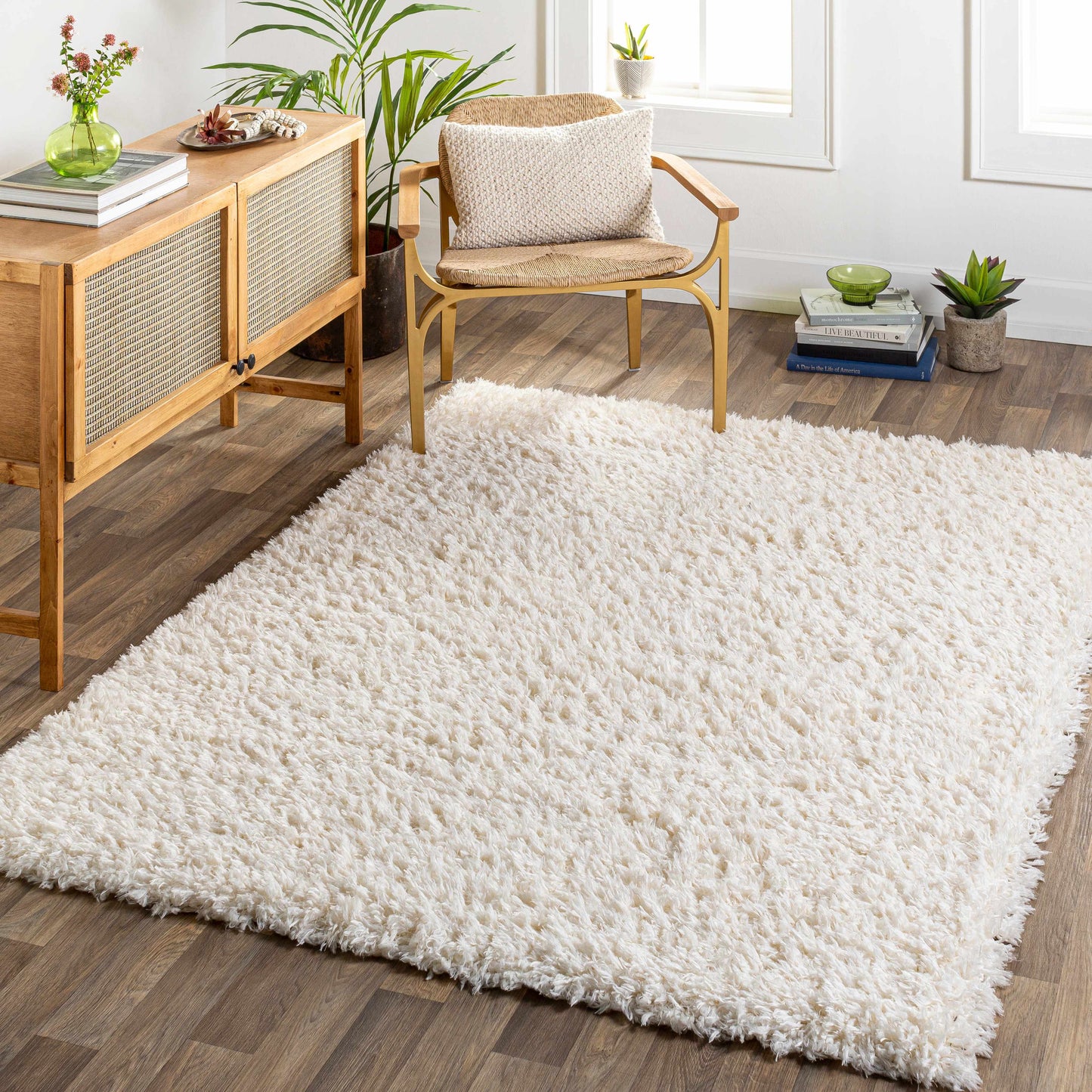 Siari Cream Plush Area Rug - Cozy Solid Home Decor