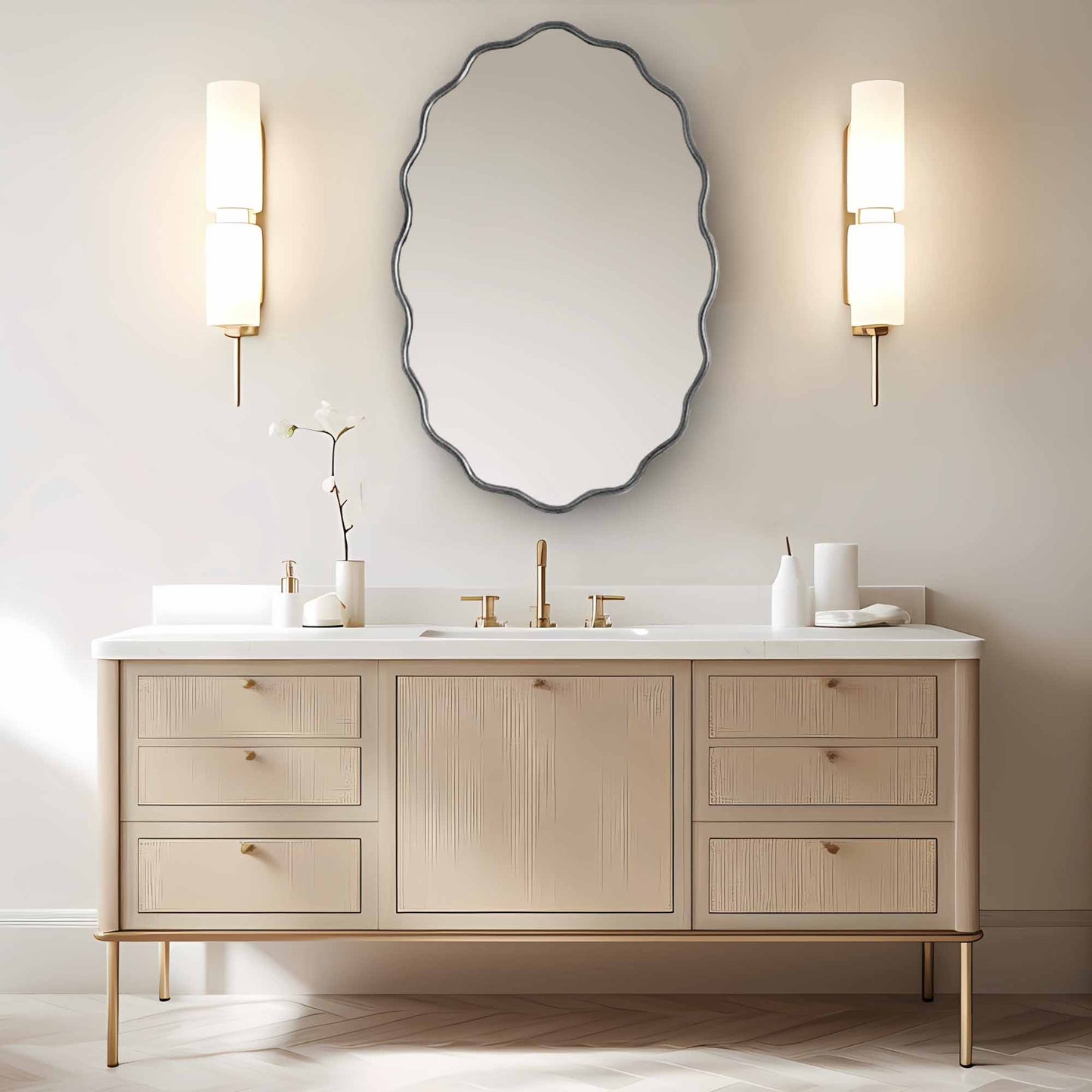 Brass Wavy Mirror - Oval Mirror