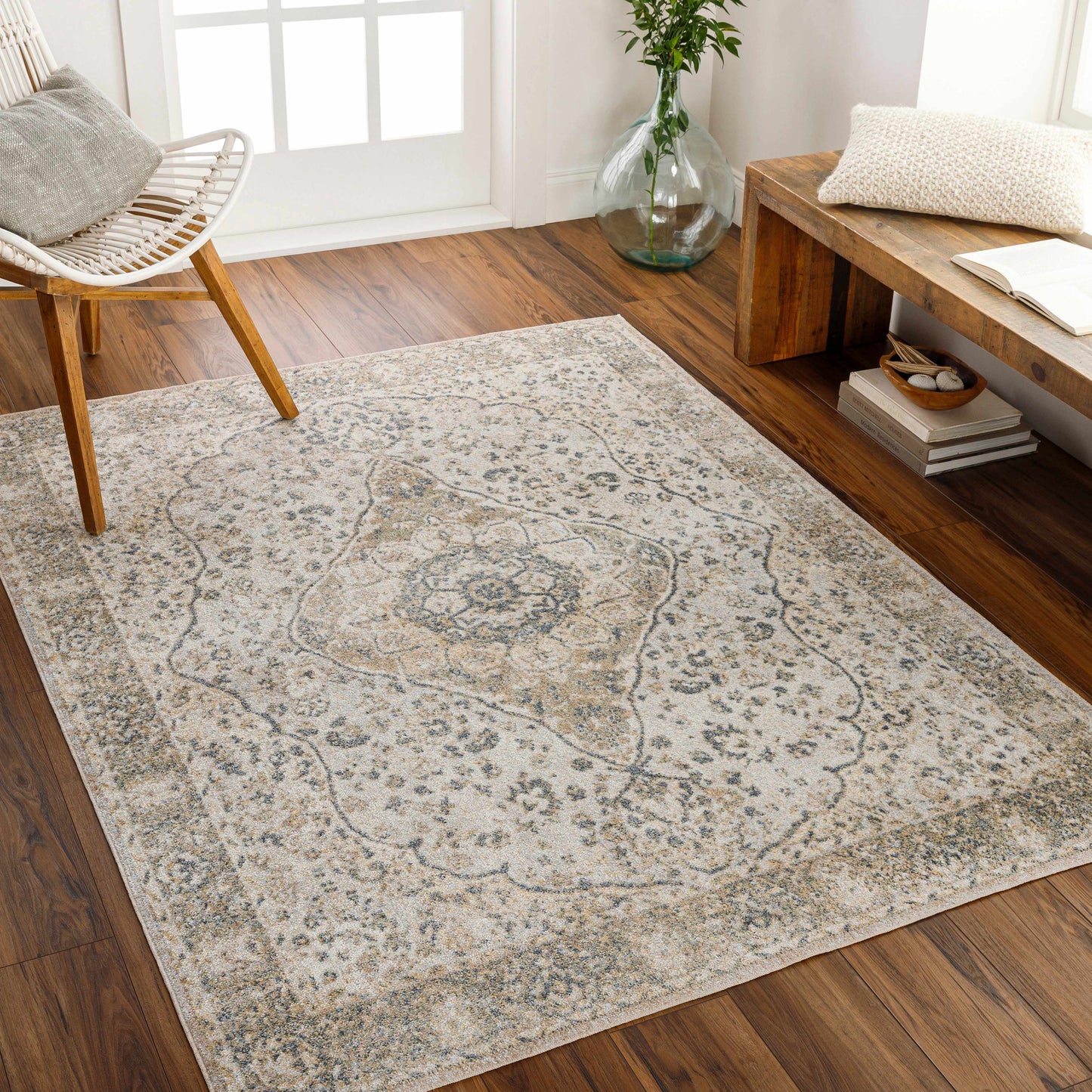 Washable Flat Pile Area Rug - Soft Durable Modern Design