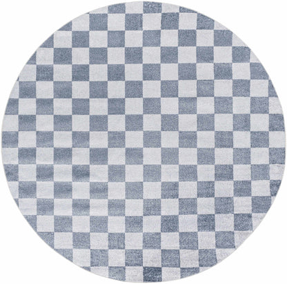 Blue and Gray Washable Checkered Rug - Stylish Home Decor Accent