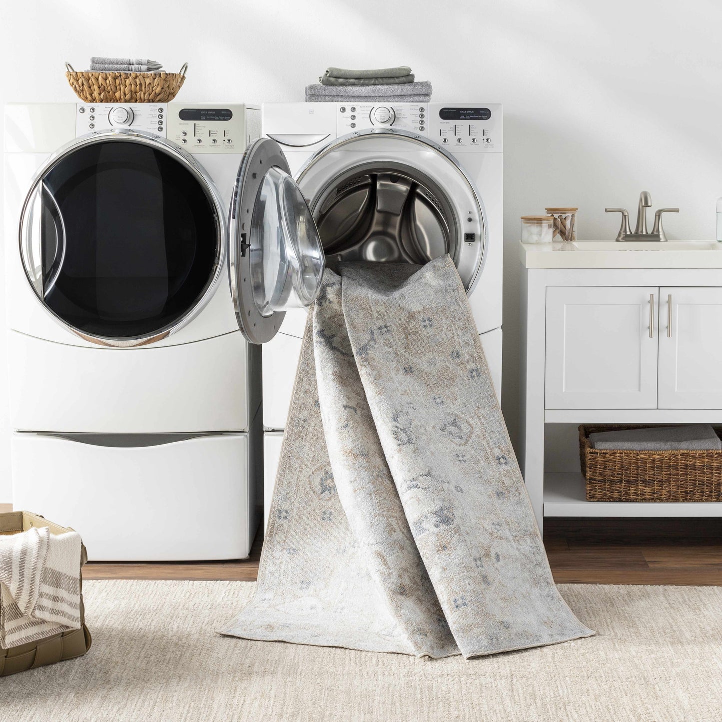 Washable Flat Pile Area Rug - Soft Durable Home Decor