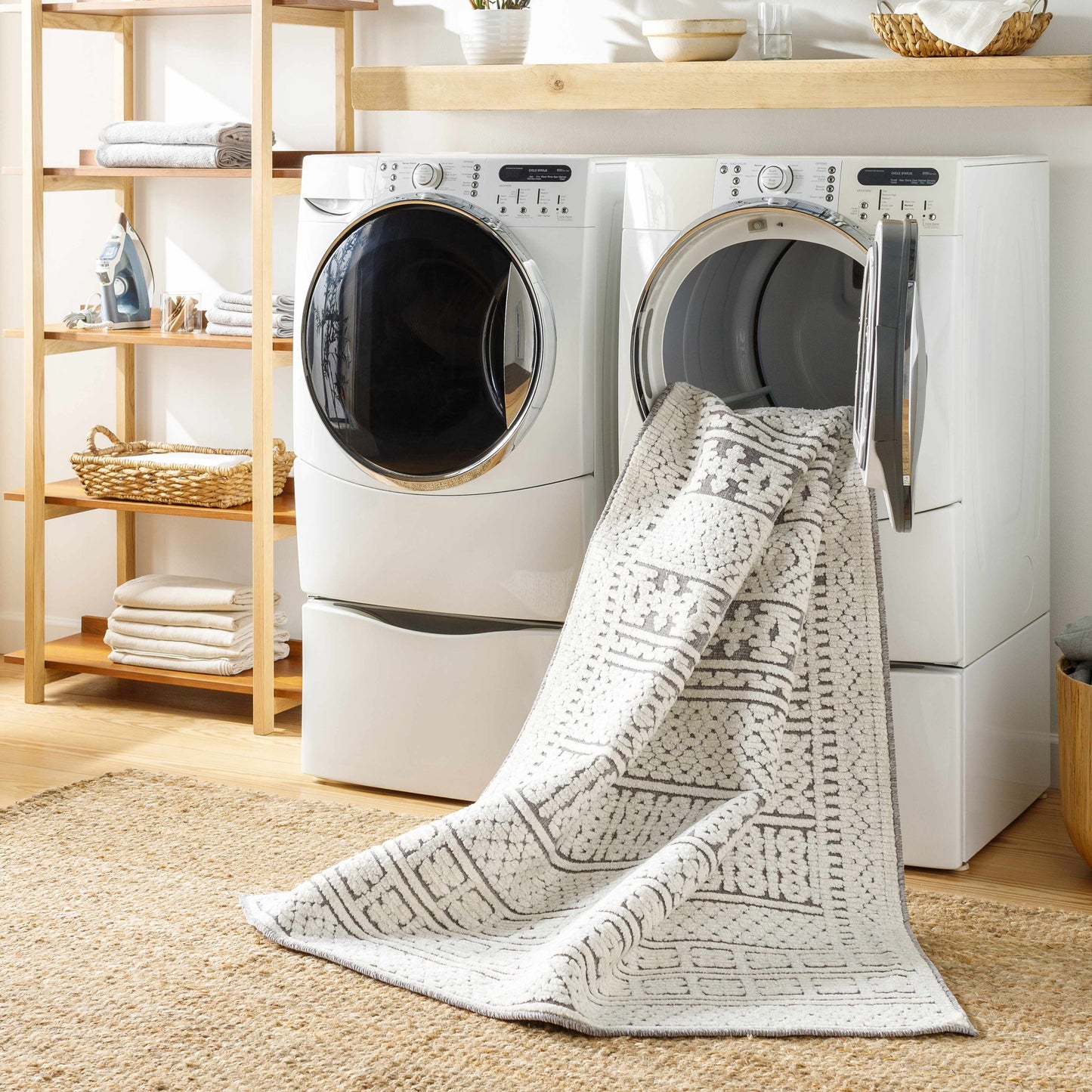 Cream Gray Washable Area Rug - Clearance Sale