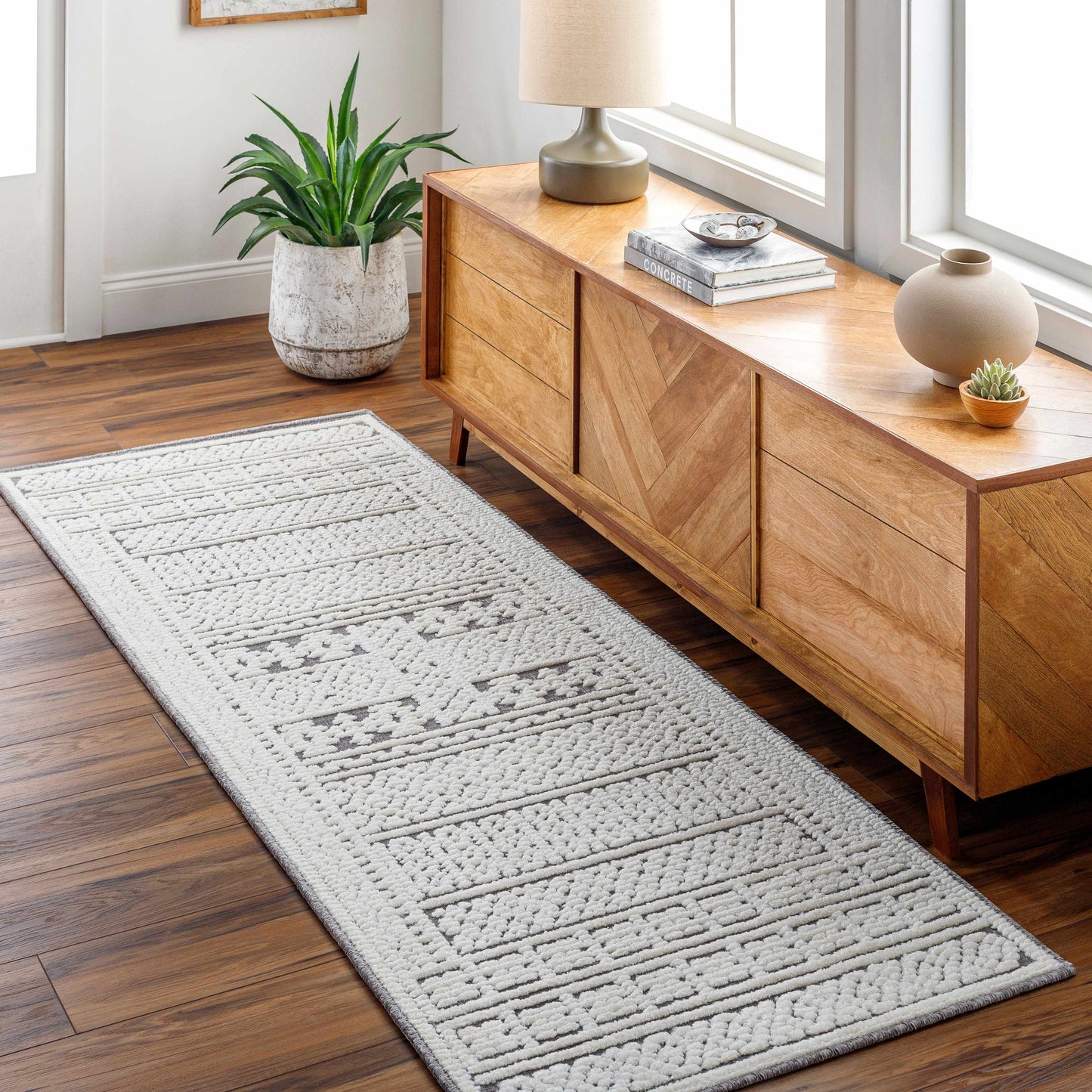 Cream Gray Washable Area Rug - Clearance Sale