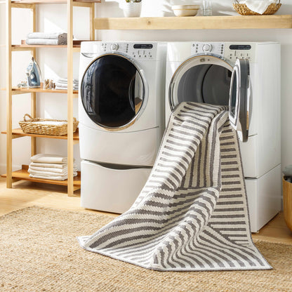 Colorful Kids Area Rug - Rainbow Washable Playroom Rug in Deron Gray