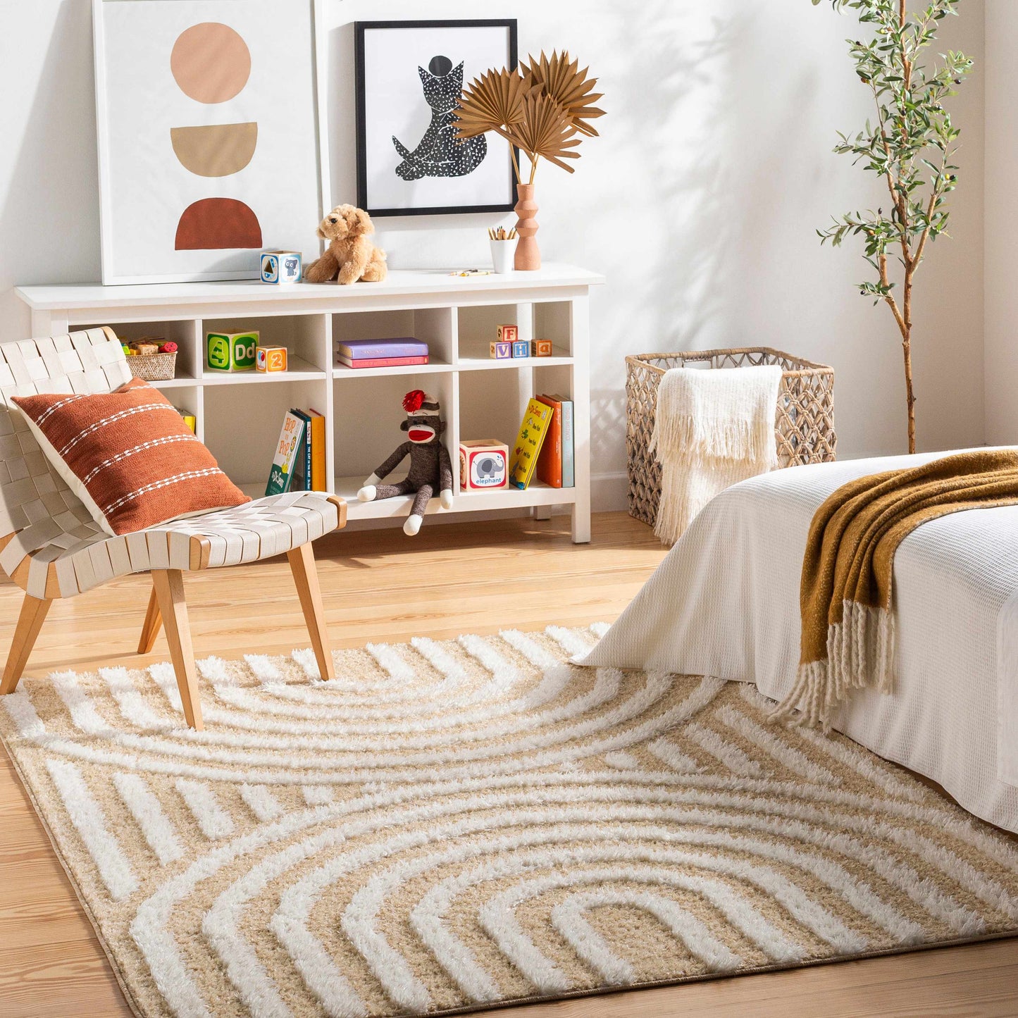 Beige Arnel Area Rug - Soft Modern Cozy Design