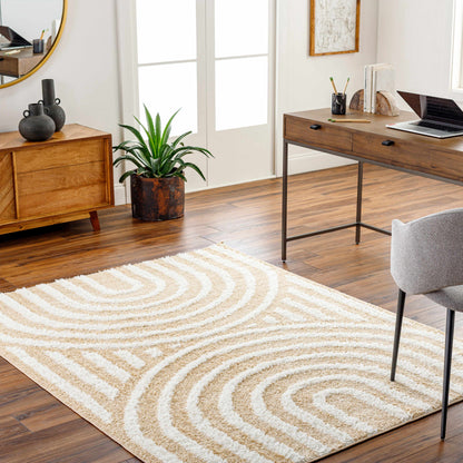 Beige Arnel Area Rug - Soft Modern Cozy Design