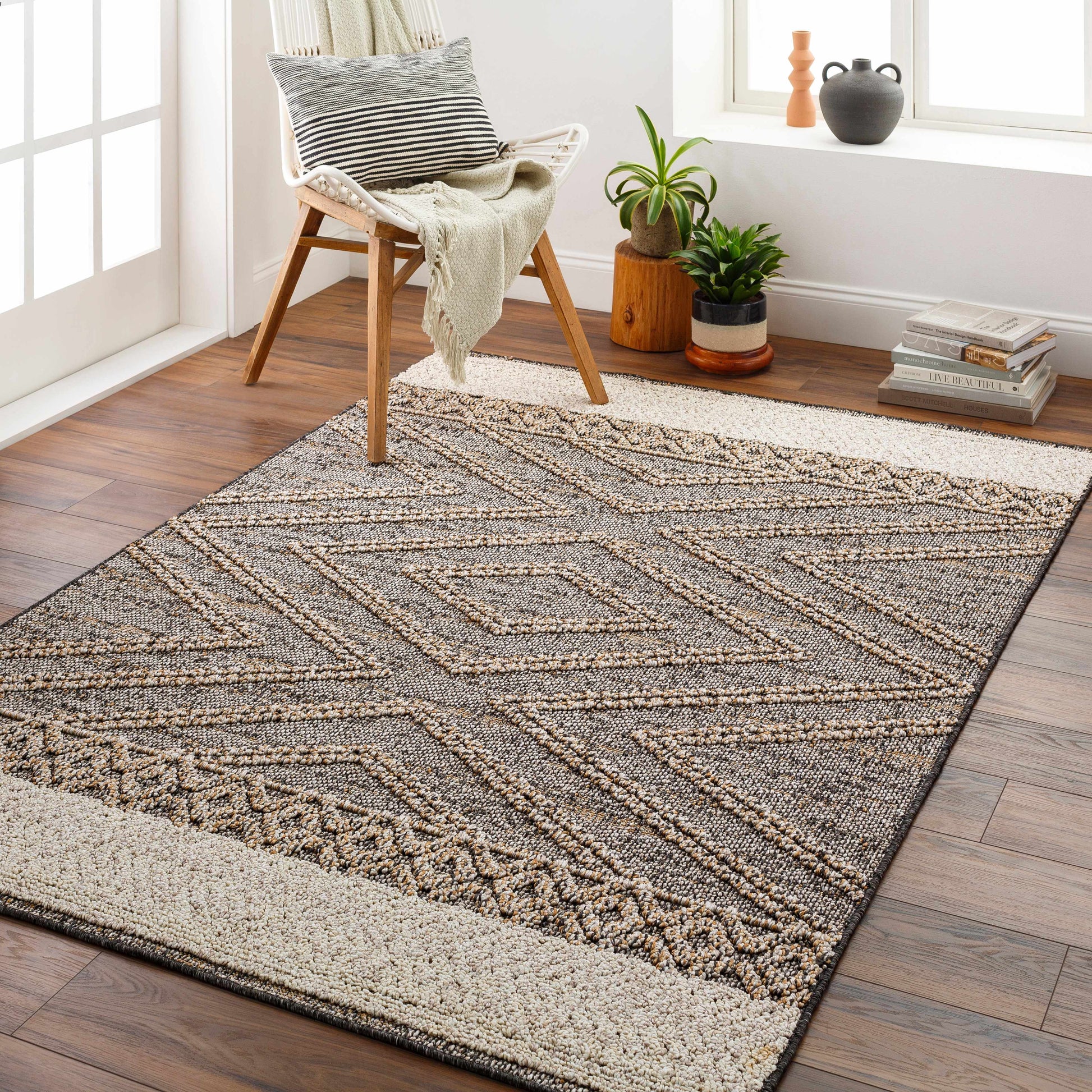 Areli beige charcoal rug