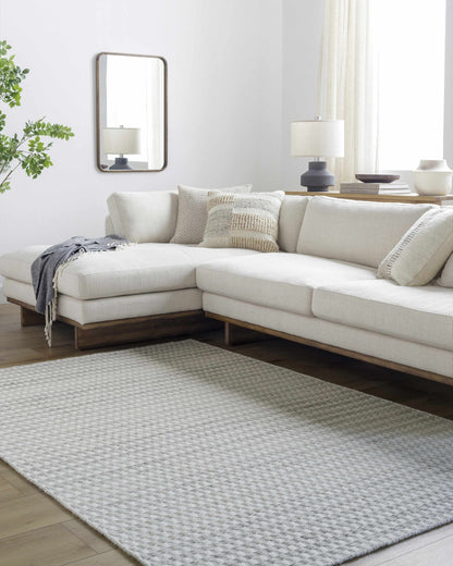 Tevah Pearl Wool Area Rug - Soft Elegant Cozy Design