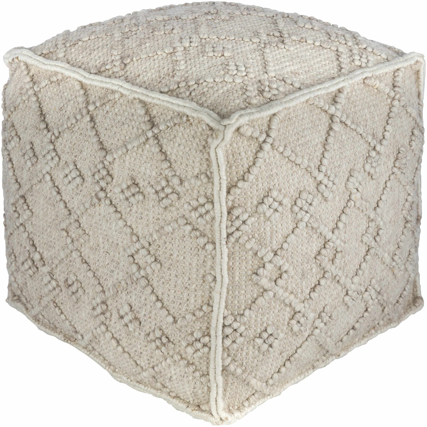 Toronto Hand Woven Wool Pouf For Boho Living Rooms
