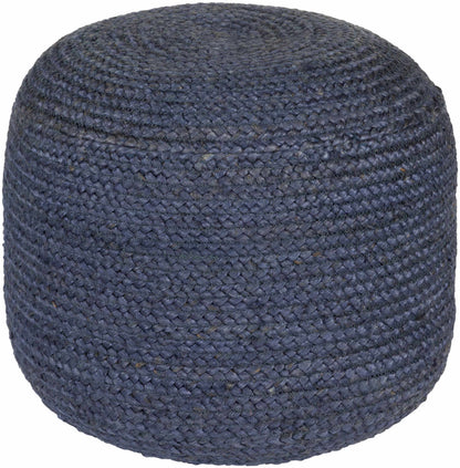 Gail Navy Jute Knitted Pouf For Cozy Living Rooms