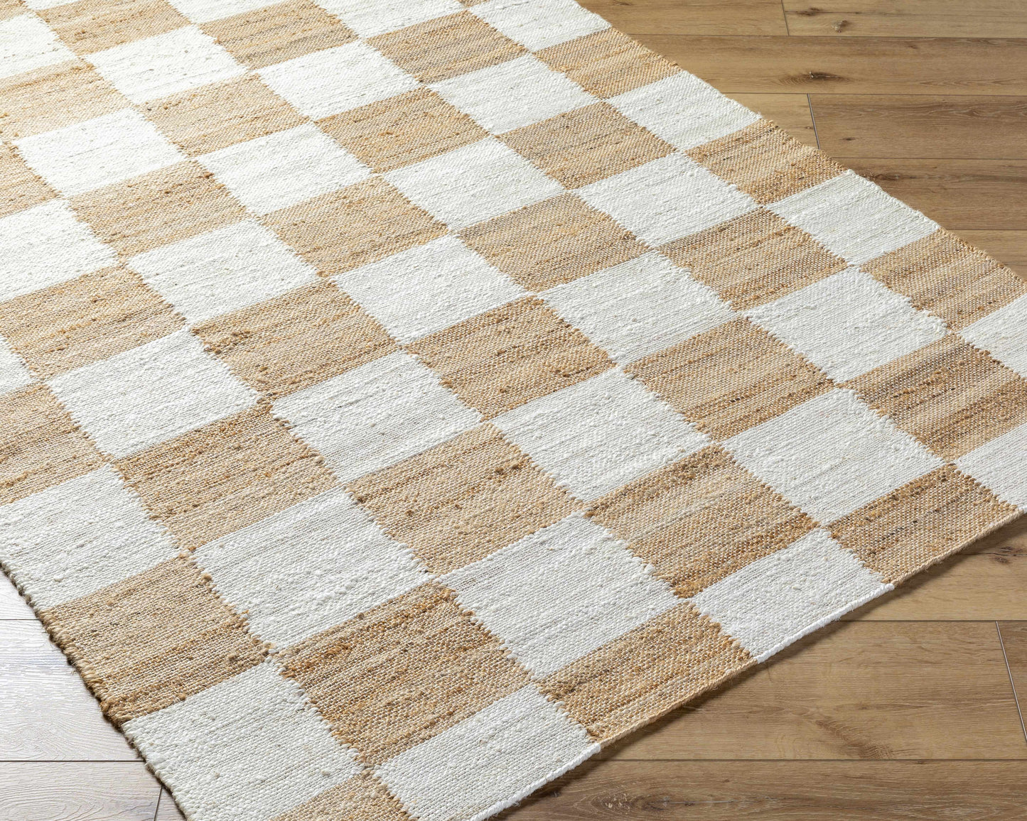 Checkered Jute Area Rug - Eco-Friendly Stylish Floor Decor