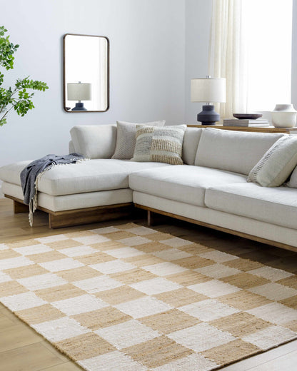 Checkered Jute Area Rug - Eco-Friendly Stylish Floor Decor