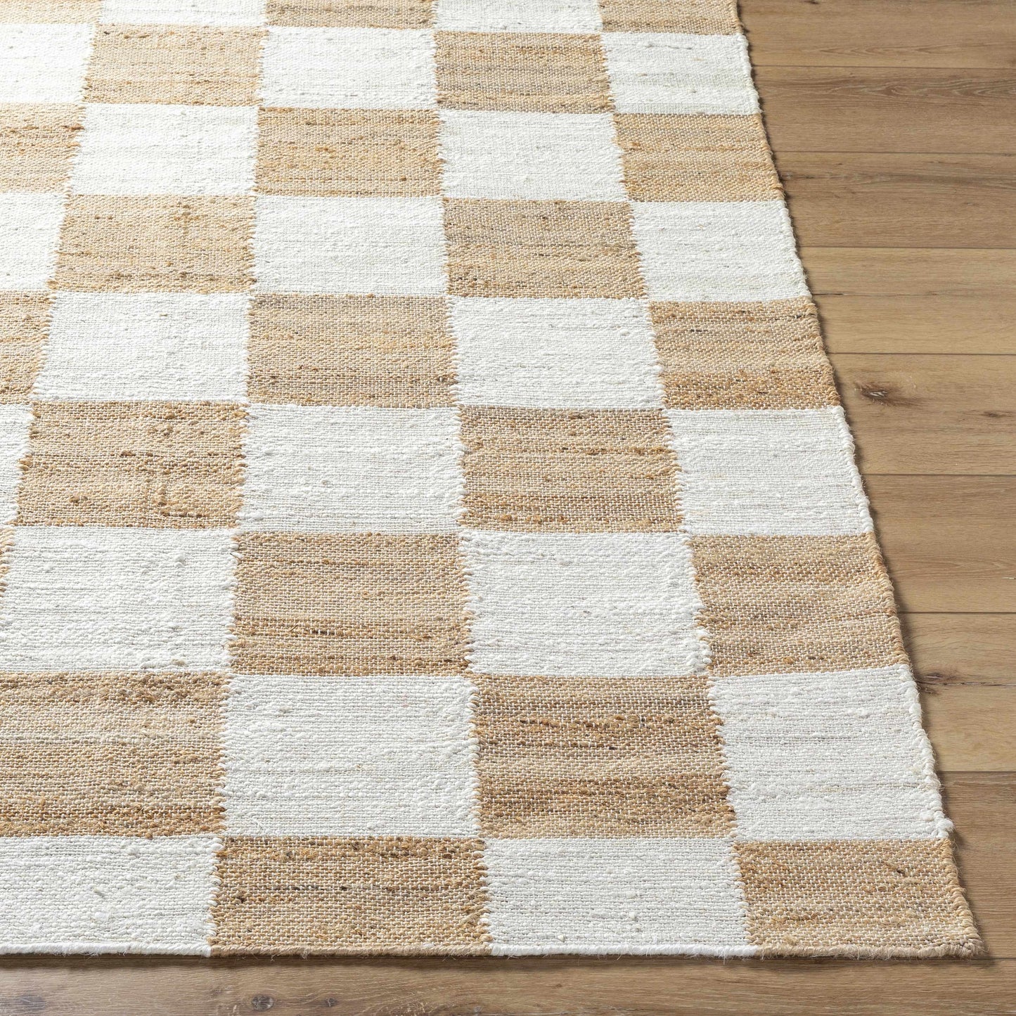 Checkered Jute Area Rug - Eco-Friendly Stylish Floor Decor