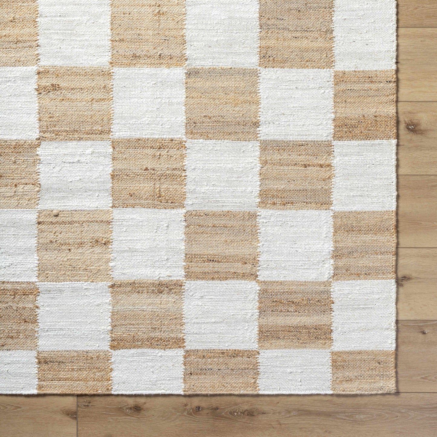 Checkered Jute Area Rug - Eco-Friendly Stylish Floor Decor