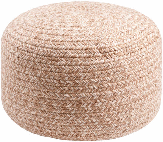 Tonanitla Natural Fiber Blush Knitted Pouf Seating For Indoor Outdoor Living
