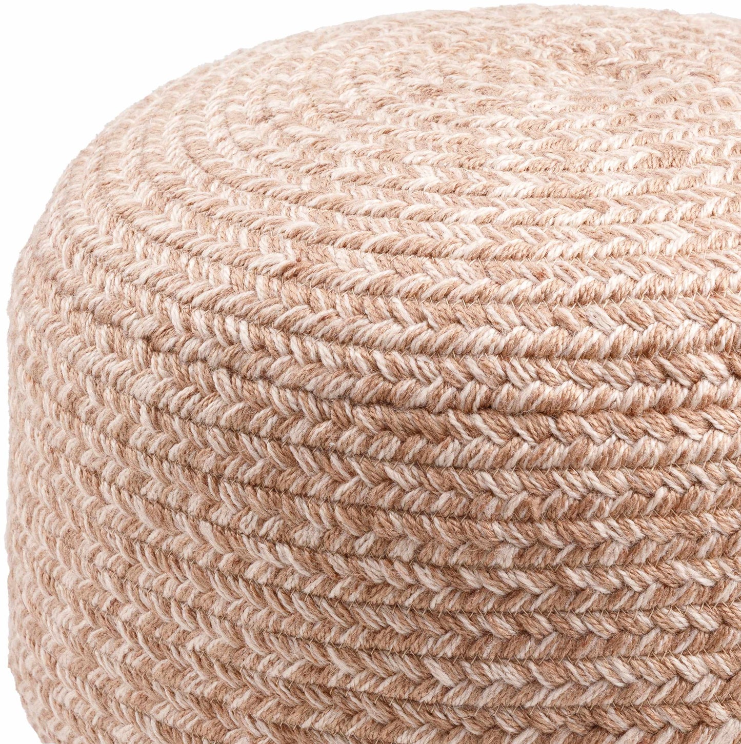 Tonanitla Natural Fiber Blush Knitted Pouf Seating For Indoor Outdoor Living