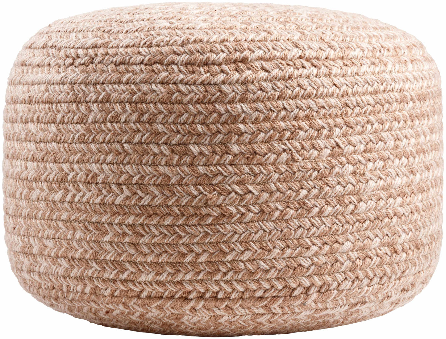 Tonanitla Natural Fiber Blush Knitted Pouf Seating For Indoor Outdoor Living