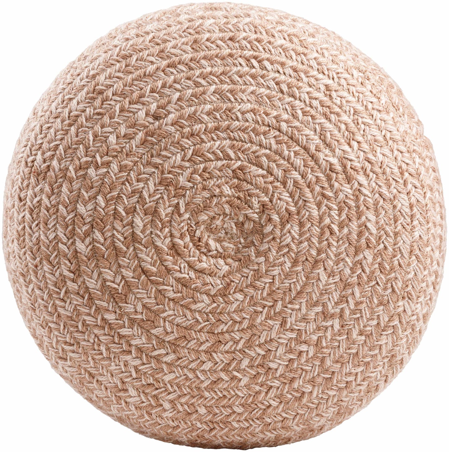 Tonanitla Natural Fiber Blush Knitted Pouf Seating For Indoor Outdoor Living