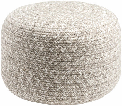 Tonanitla Natural Fiber Light Gray Knitted Pouf For Indoor Outdoor