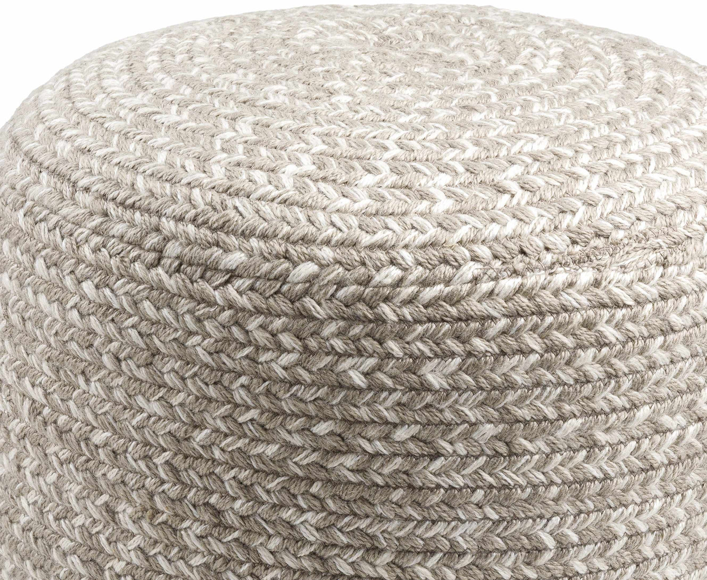 Tonanitla Natural Fiber Light Gray Knitted Pouf For Indoor Outdoor