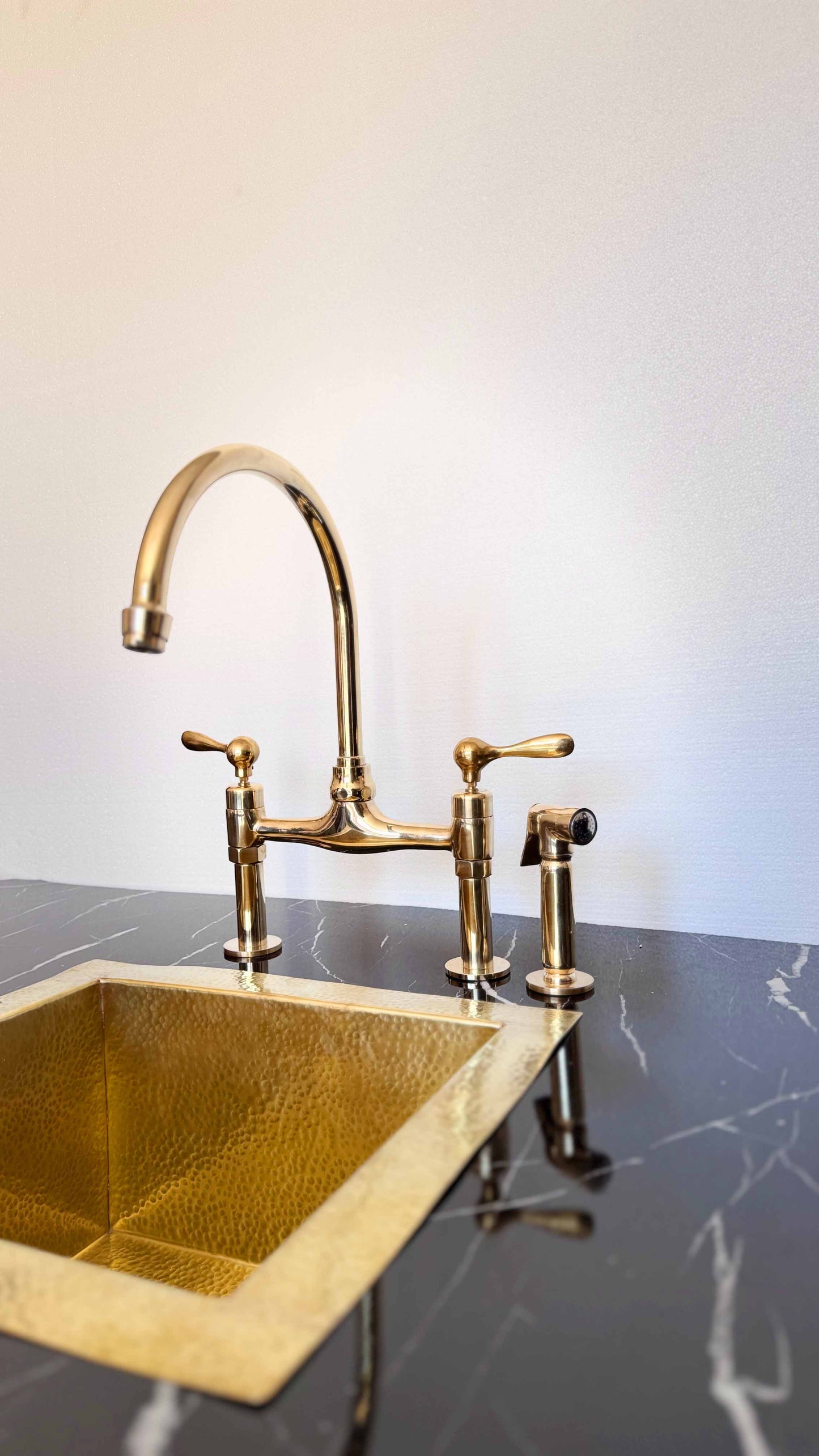 Vintage Unlacquered Brass Bridge faucet 8"