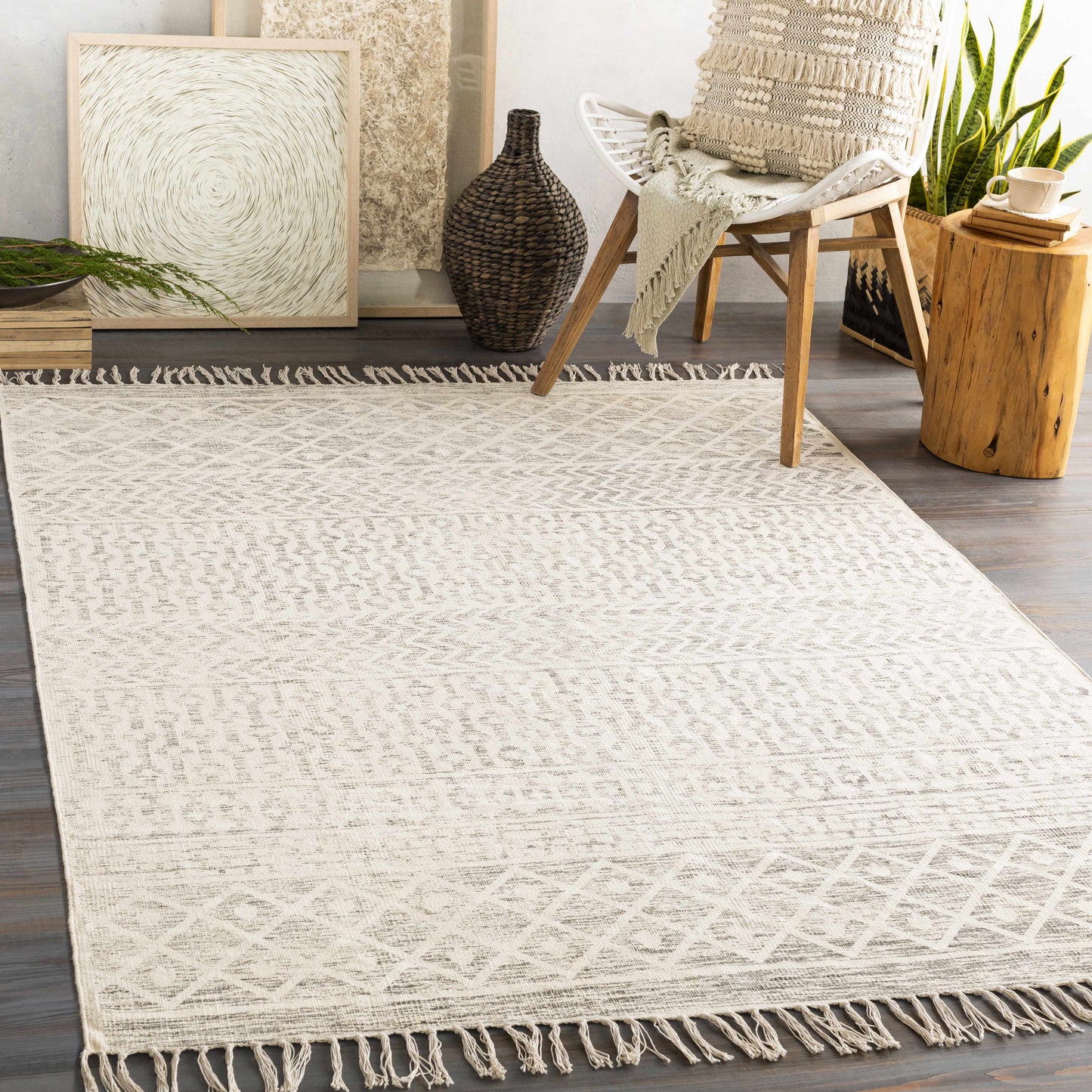 Hand Woven Cotton Rug - Stylish Durable Valyermo Beige Home Accent