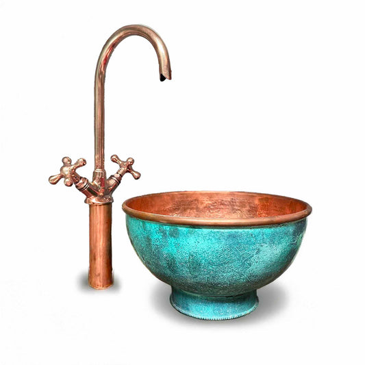 Engraved copper sink