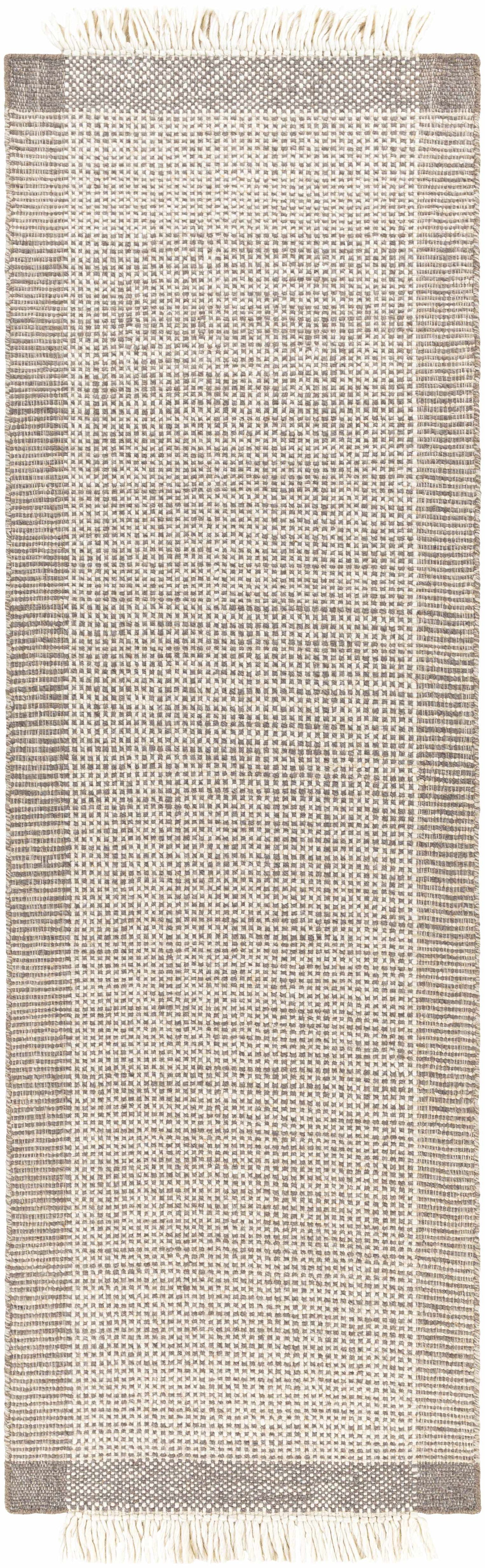 Beige Grid Wool Area Rug - Cozy Stylish Home Décor