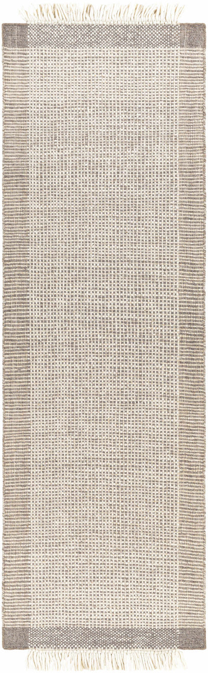 Beige Grid Wool Area Rug - Cozy Stylish Home Décor