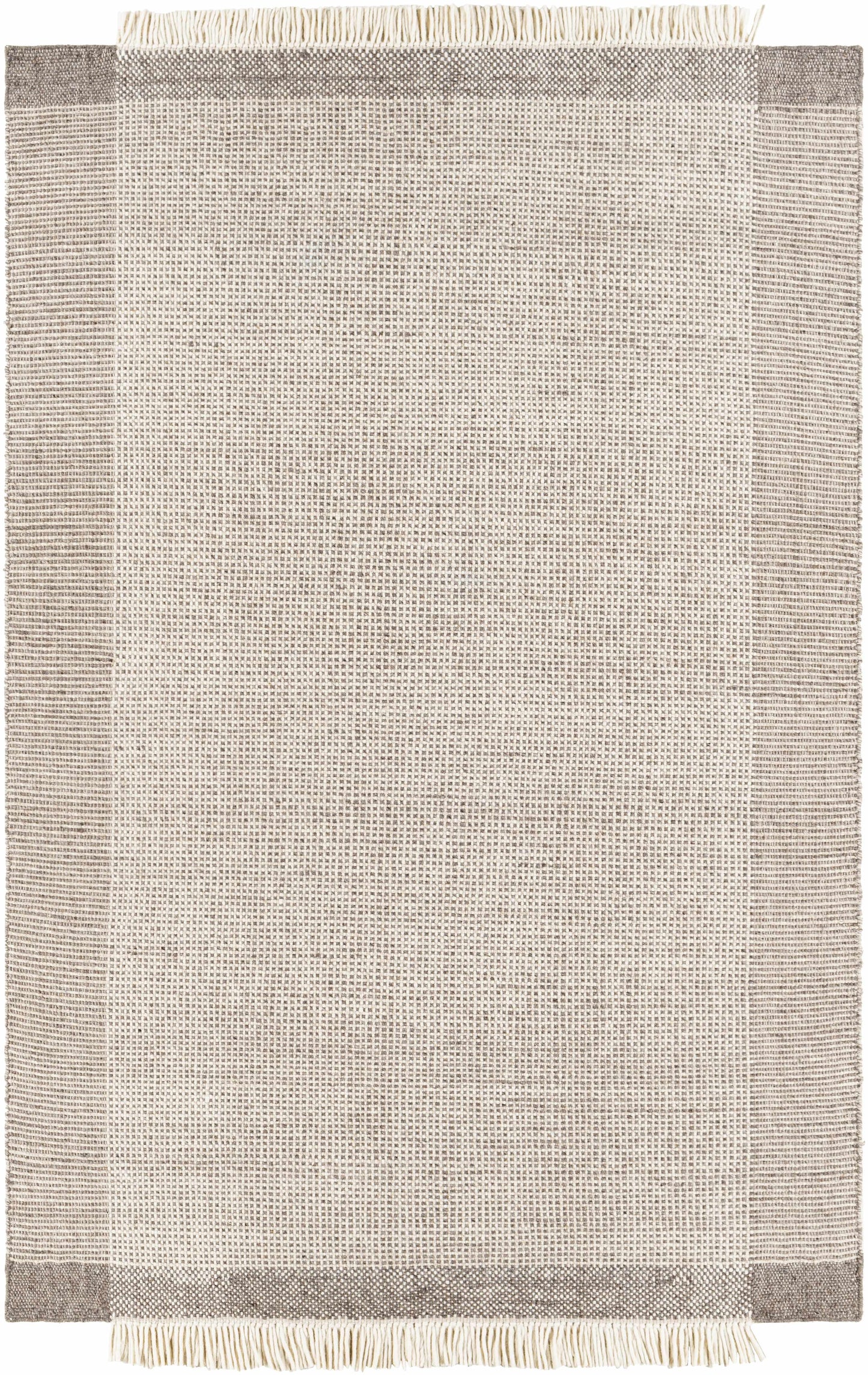 Beige Grid Wool Area Rug - Cozy Stylish Home Décor