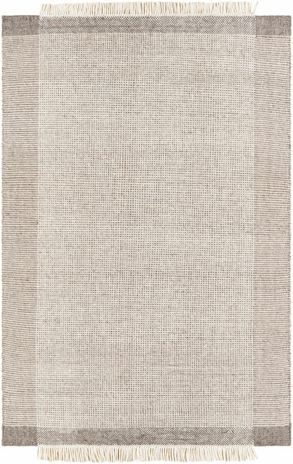 Beige Grid Wool Area Rug - Cozy Stylish Home Décor