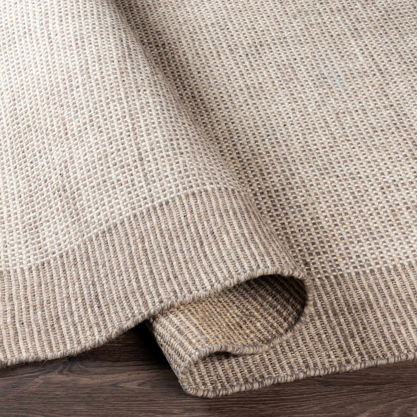 Beige Grid Wool Area Rug - Cozy Stylish Home Décor