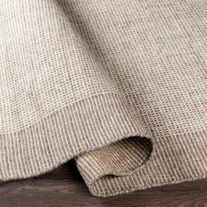 Beige Grid Wool Area Rug - Cozy Stylish Home Décor