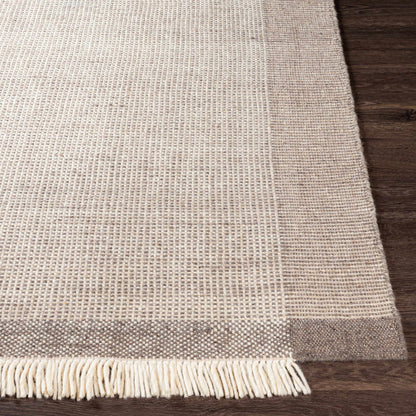 Beige Grid Wool Area Rug - Cozy Stylish Home Décor