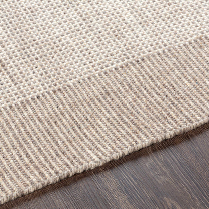 Beige Grid Wool Area Rug - Cozy Stylish Home Décor
