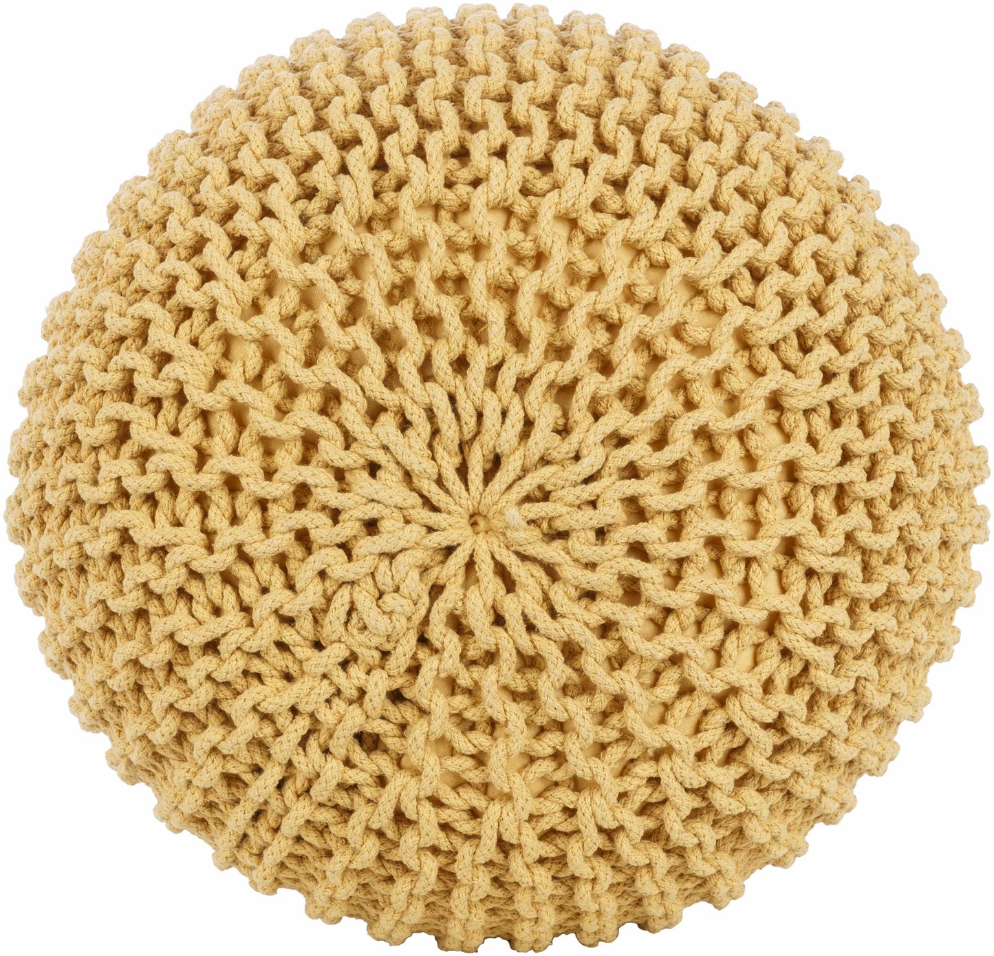 Yablanitsa Knitted Pouf In Mustard Orange For Living Rooms