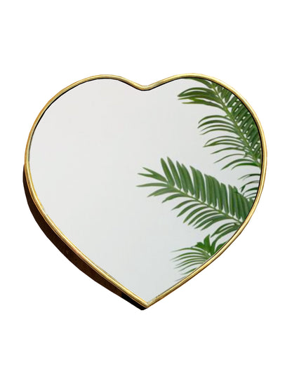 Miroir en laiton fait main en forme de cœur doré