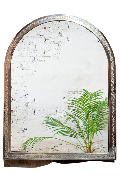 Decorative brass arch mirror