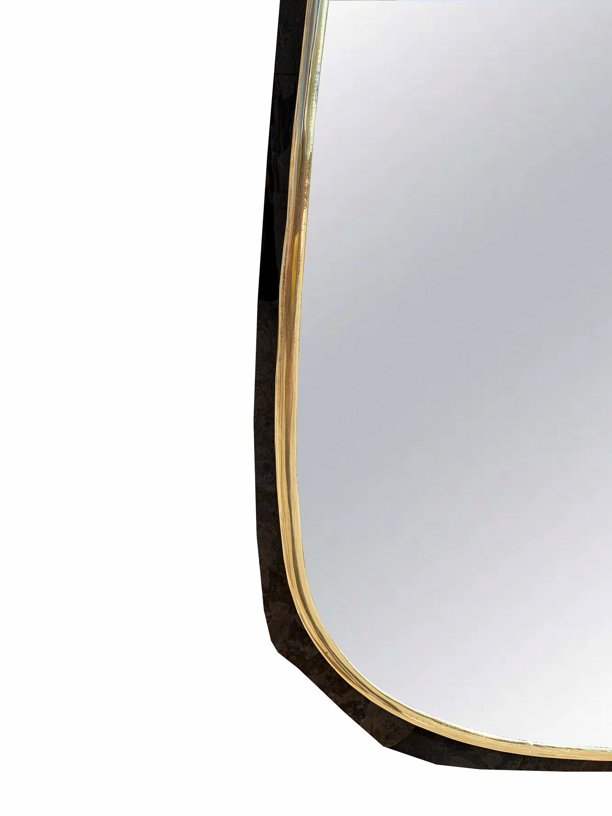 a mirror with a curved edge is shown