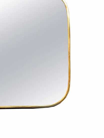 Square Gold Mirror - Handmade Brass unlacquered Brass Mirror