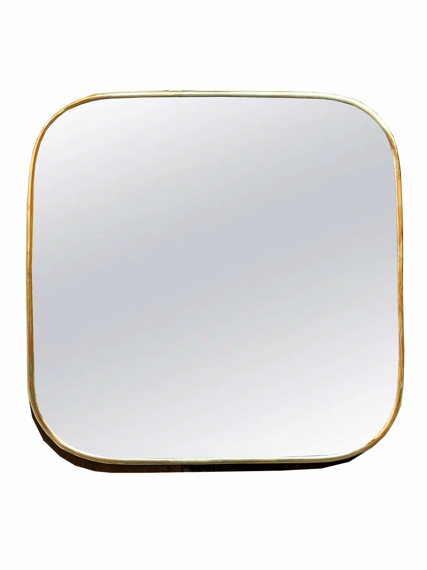 Square Gold Mirror - Handmade Brass unlacquered Brass Mirror