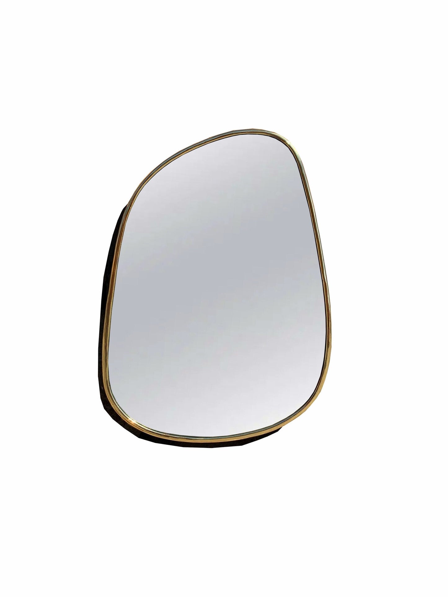 a close up of a mirror with a white background