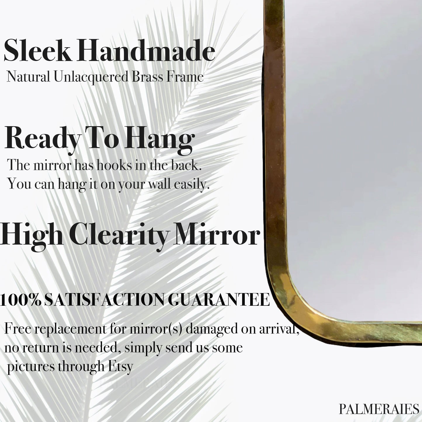 Gold Square Mirror - unlacquered Brass Mirror