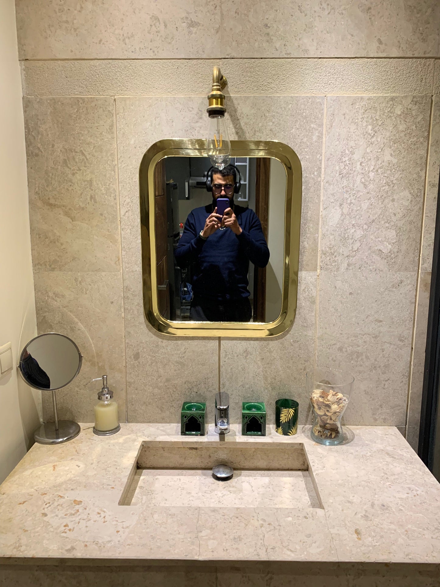 Miroir rectangulaire doré – Miroir de salle de bain fait main