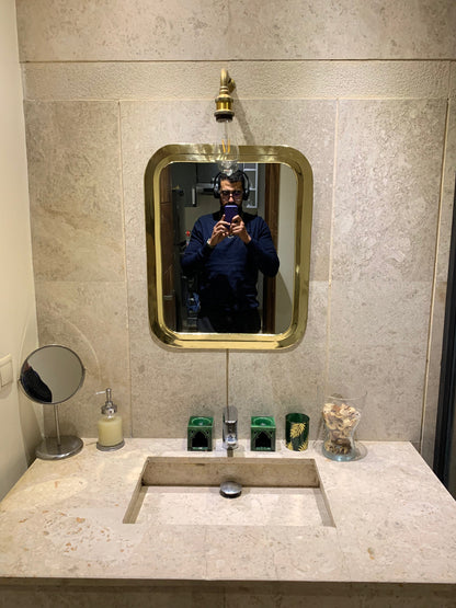 Miroir rectangulaire doré – Miroir de salle de bain fait main