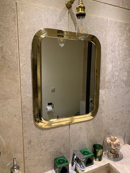 Miroir rectangulaire doré – Miroir de salle de bain fait main