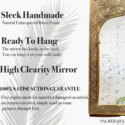 Moroccan Arch Engraved Mirror - Handmade Brass Mirror