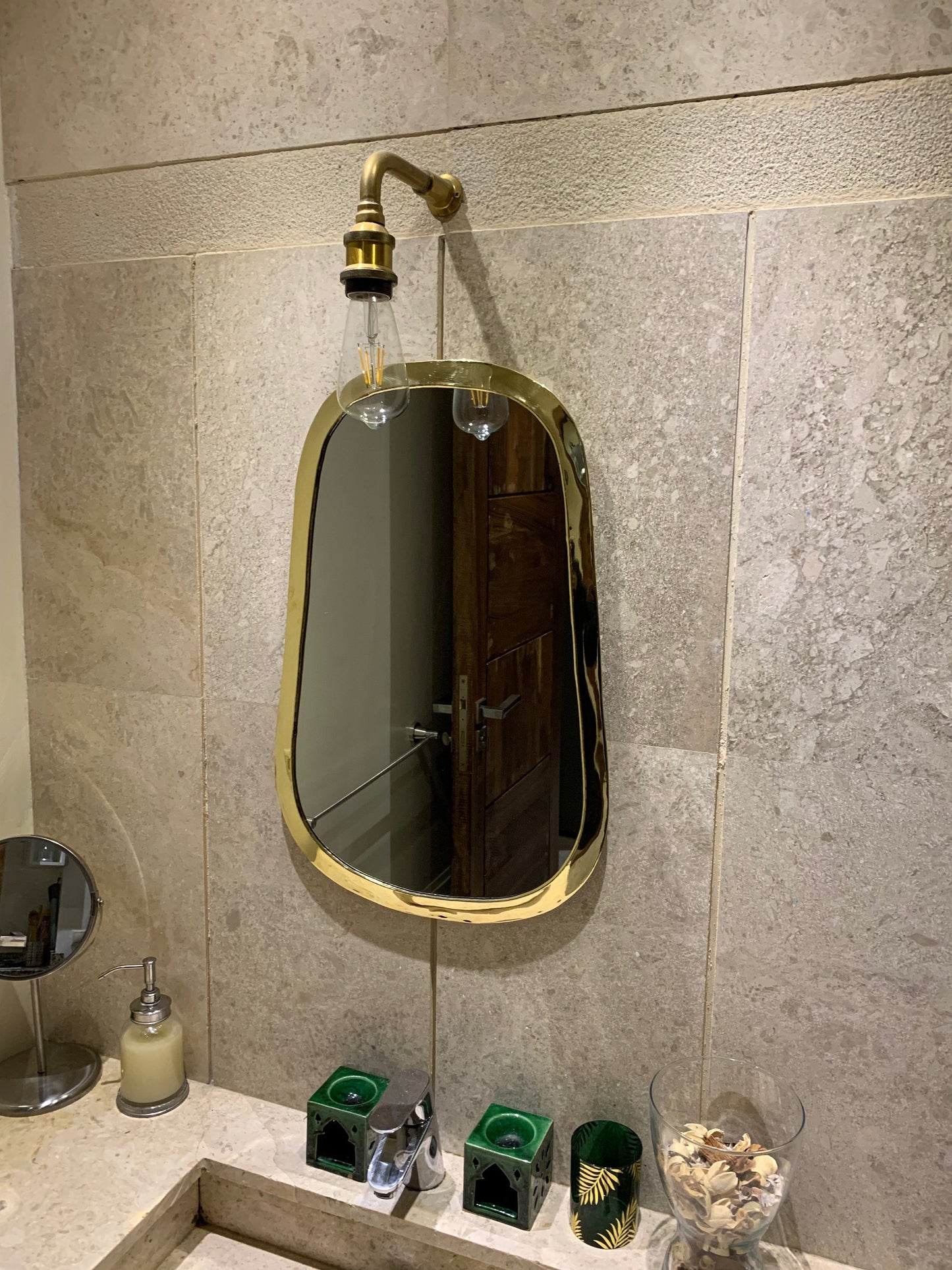 Gold Mirror, Brass Mirror, Handmade Mirror, Bathroom Mirror, Golden wall Mirror